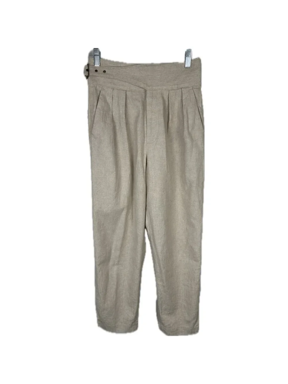 Banana Republic Womens Safari linen high waisted pleated pants Barrel 0 Petite